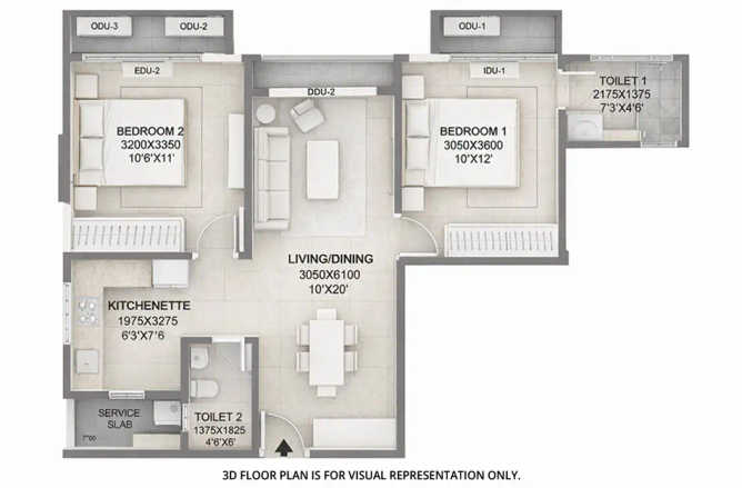Prescon Midtown Bay Mahim - Floor plan 2 BHK 580 Sq.ft