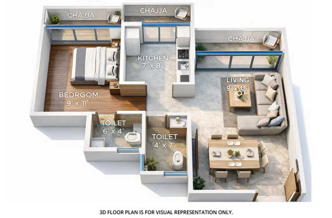 Sai Proviso Sapphire Kalamboli - Floor plan 1 BHK 475 Sq.ft