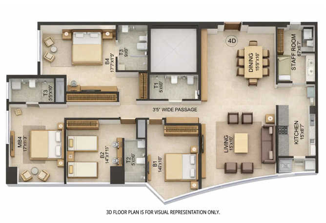 Bombay Realty Island City Center Dadar - Floor plan 4 BHK 2143 Sq.ft