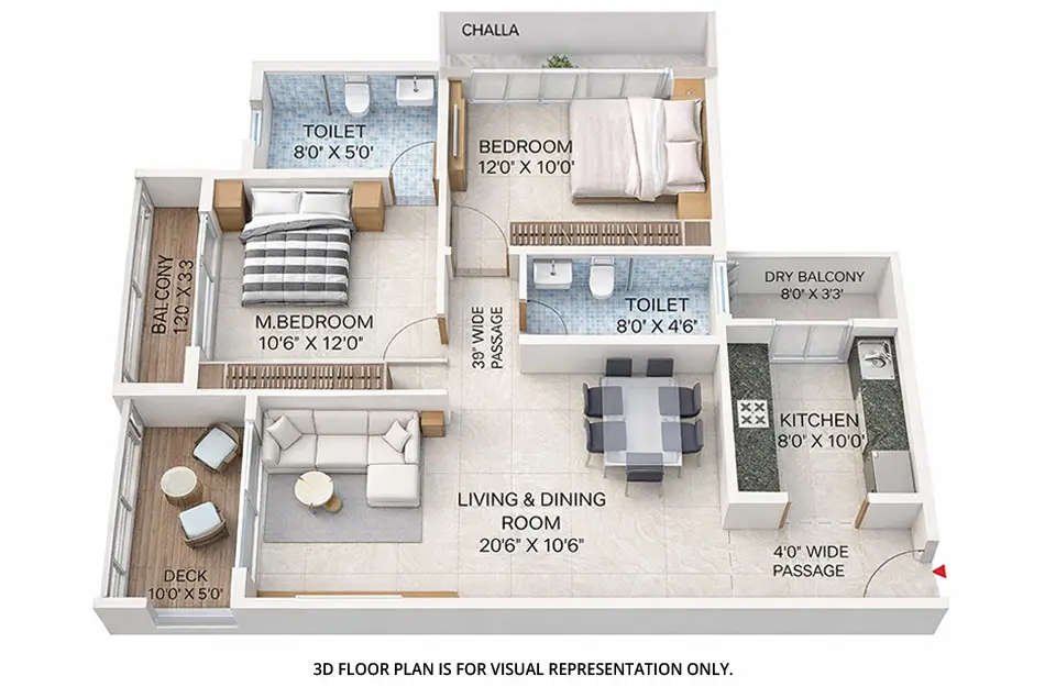 Floor plan for 2 BHK