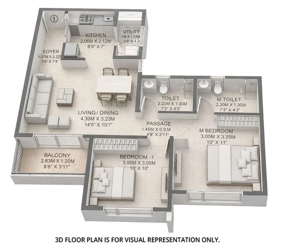 Floor plan for 2 BHK