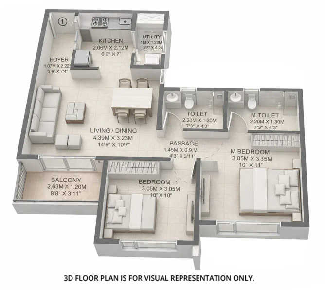 Godrej Park Springs Manjri - Floor plan 2 BHK 600 Sq.ft