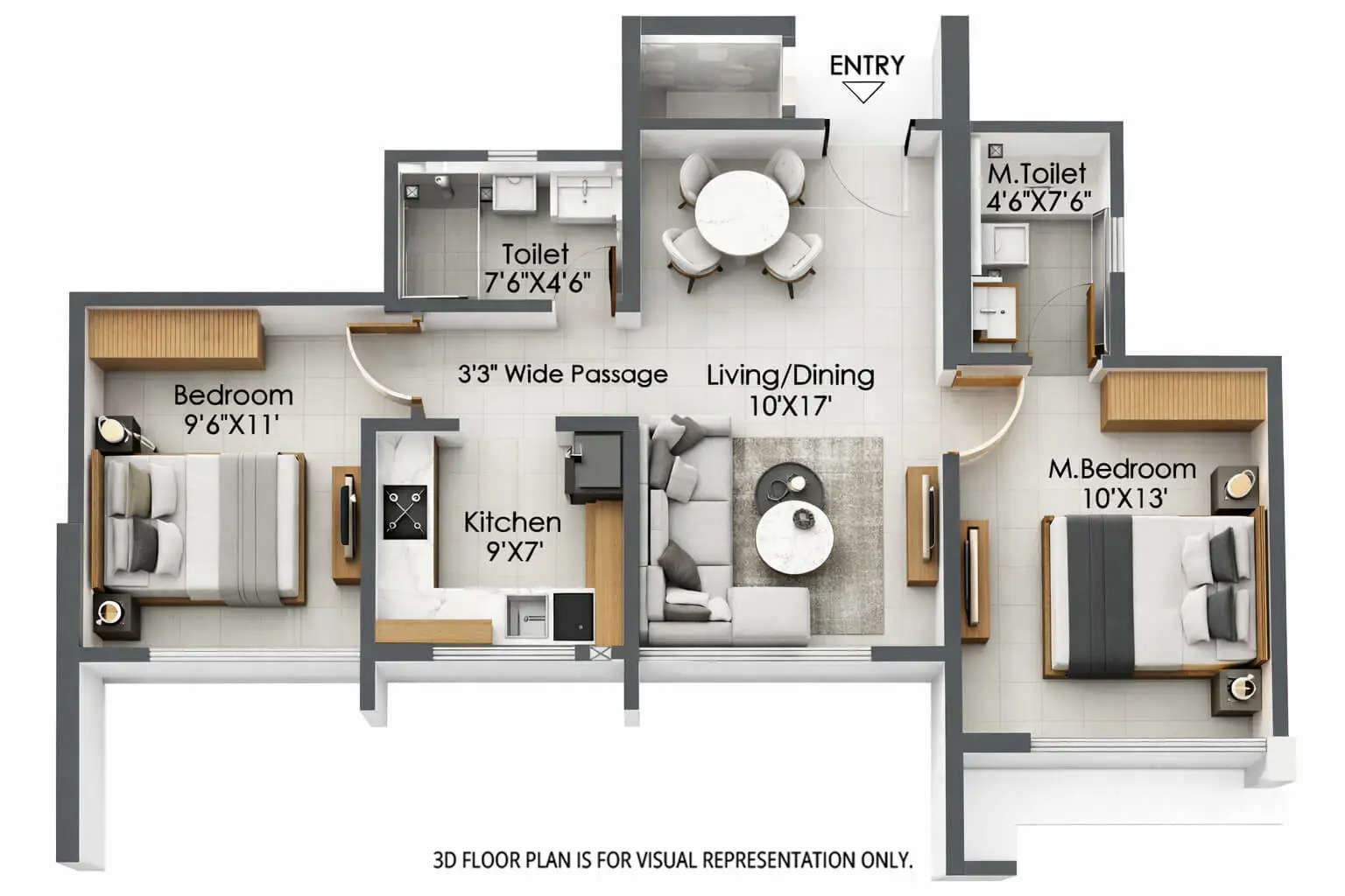 Floor plan for 2 BHK