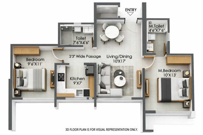 L & T Rejuve 360 Mulund - Floor plan 2 BHK 612 Sq.ft