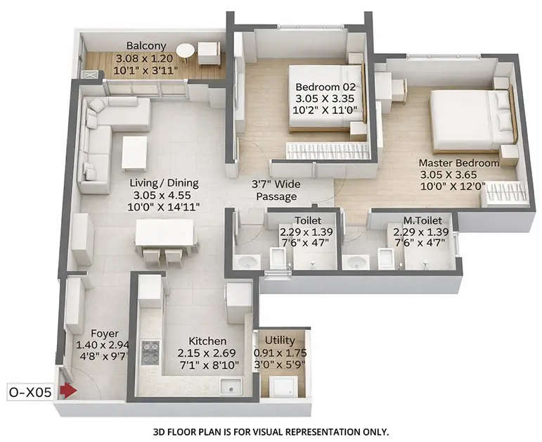 Floor plan for 2 BHK