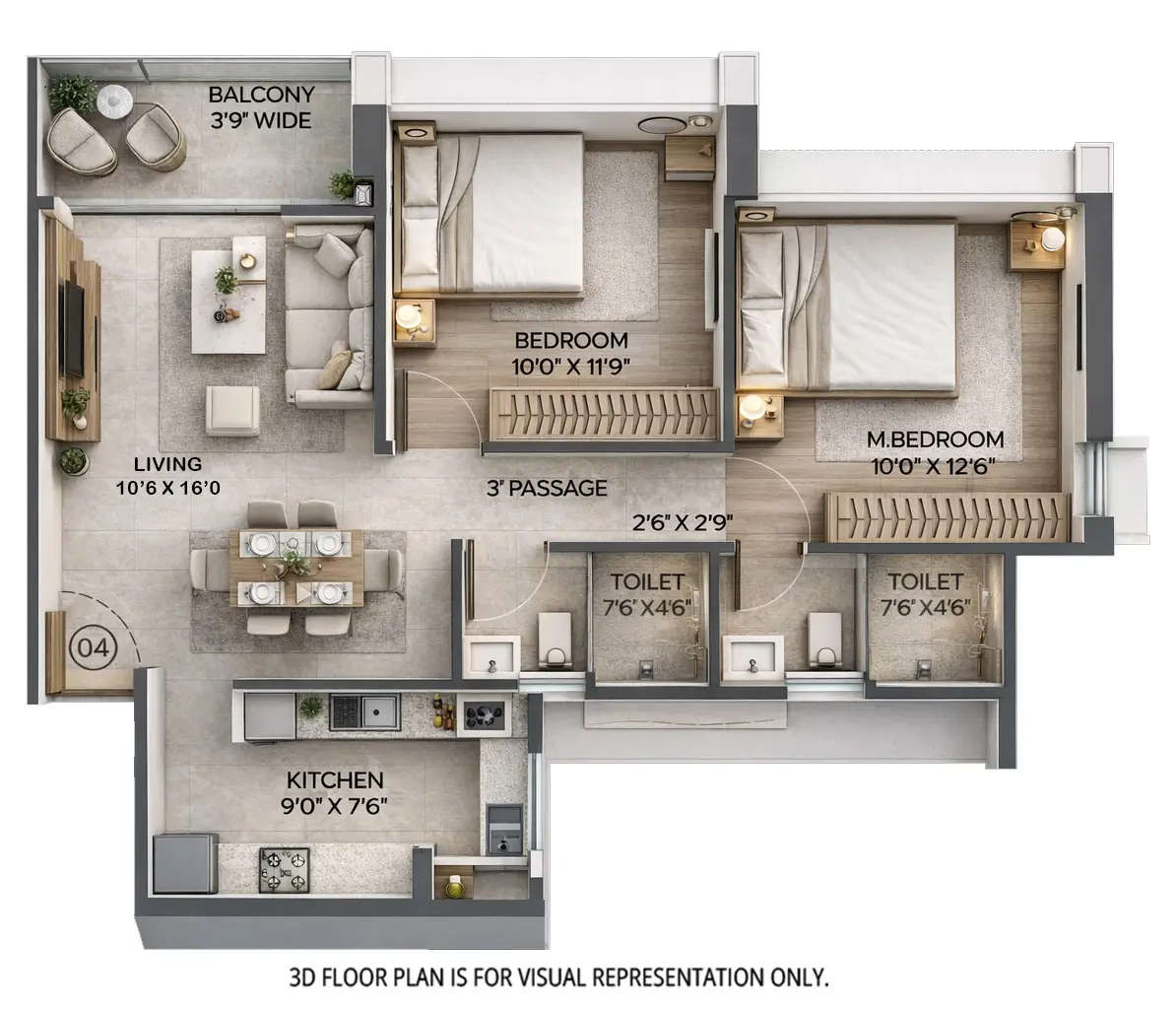 Floor plan for 2 BHK