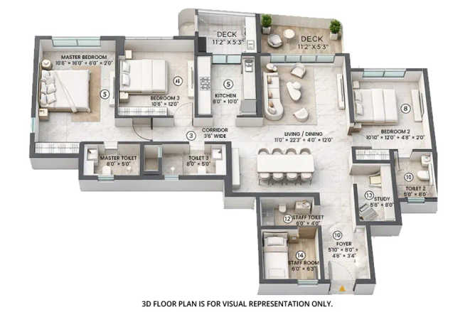 Lodha Stella Ghodbunder Road - Floor plan 3.5 BHK 1319 Sq.ft