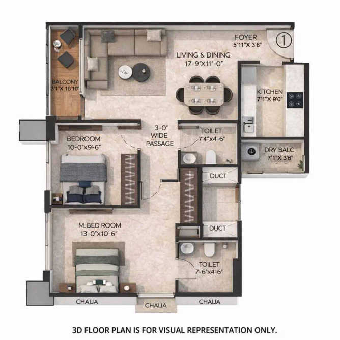 Inspira Aura Borivali - Floor plan 2 BHK 734 Sq.ft