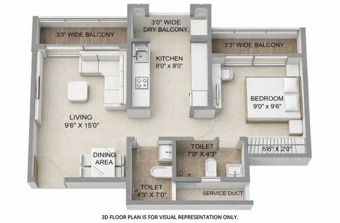 Regency Anantam NXT Dombivali - Floor plan 1 BHK 508 Sq.ft