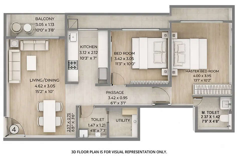 Floor plan for 2 BHK