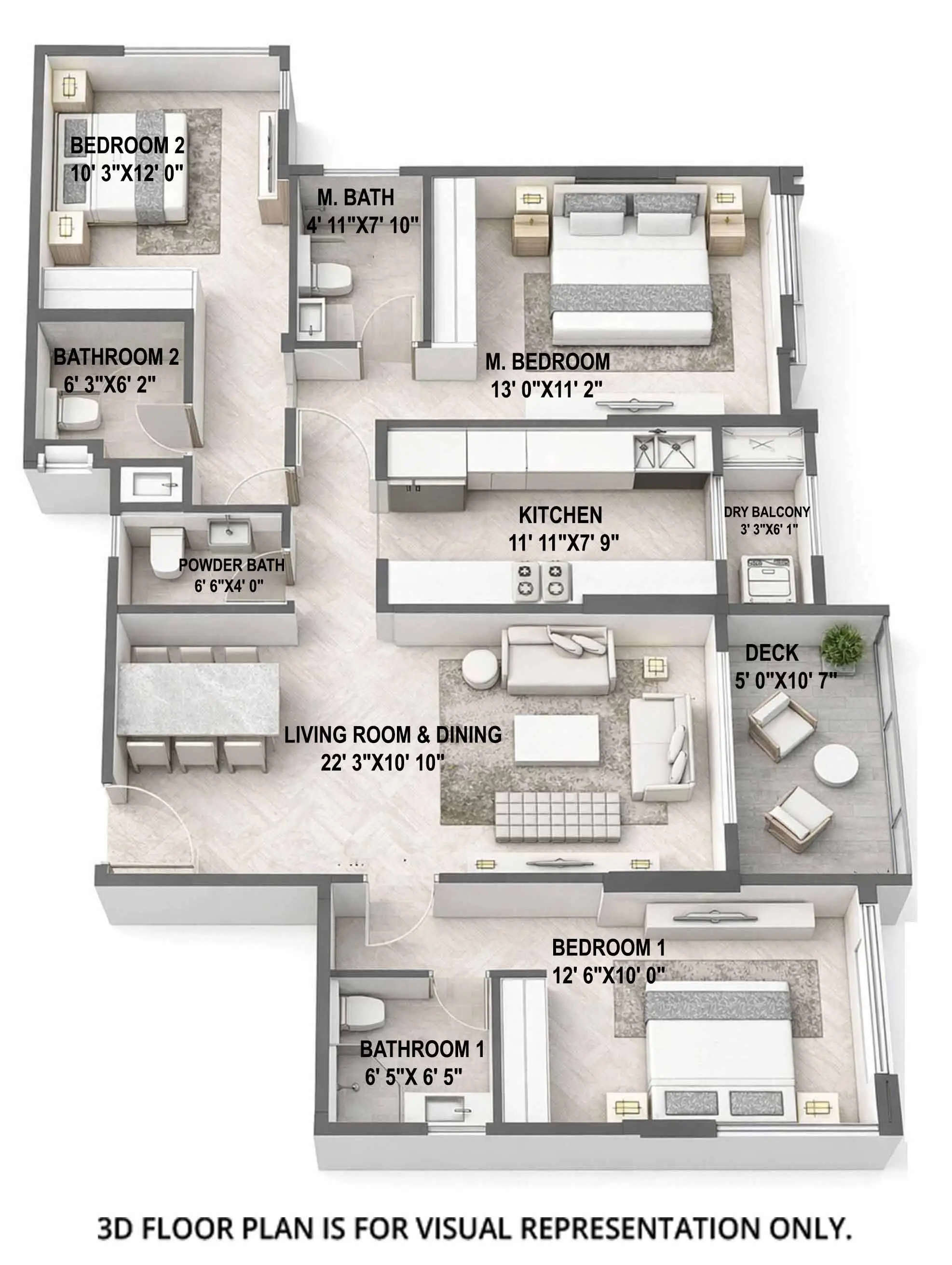 Floor plan for 3 BHK