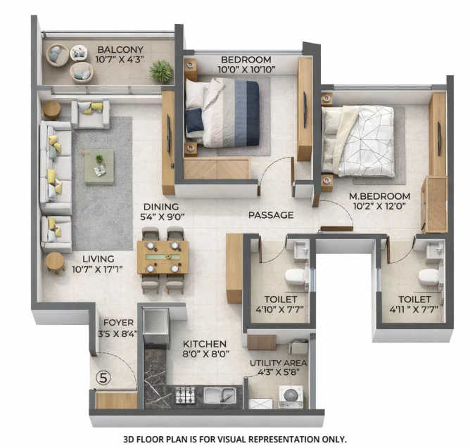 Purva Atmosphere Mundhwa - Floor plan 2 BHK 756 Sq.ft