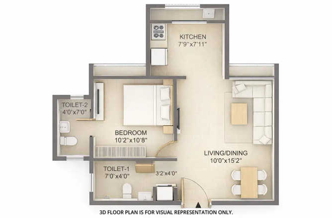 Chandak Highscape City Chembur - Floor plan 1 BHK 405 Sq.ft