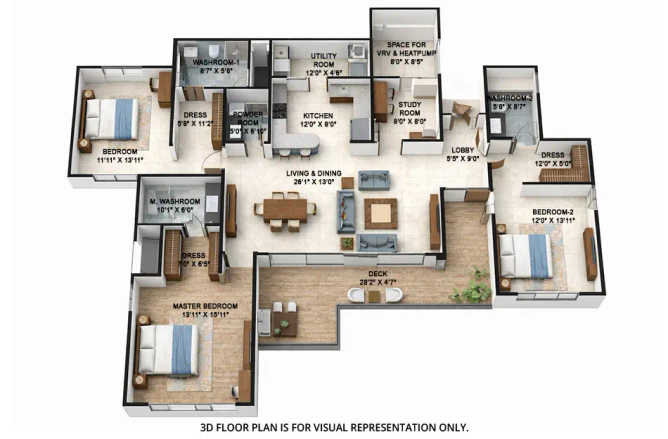 Brigade Avalon Whitefield - Floor plan 3 BHK 2800 Sq.ft