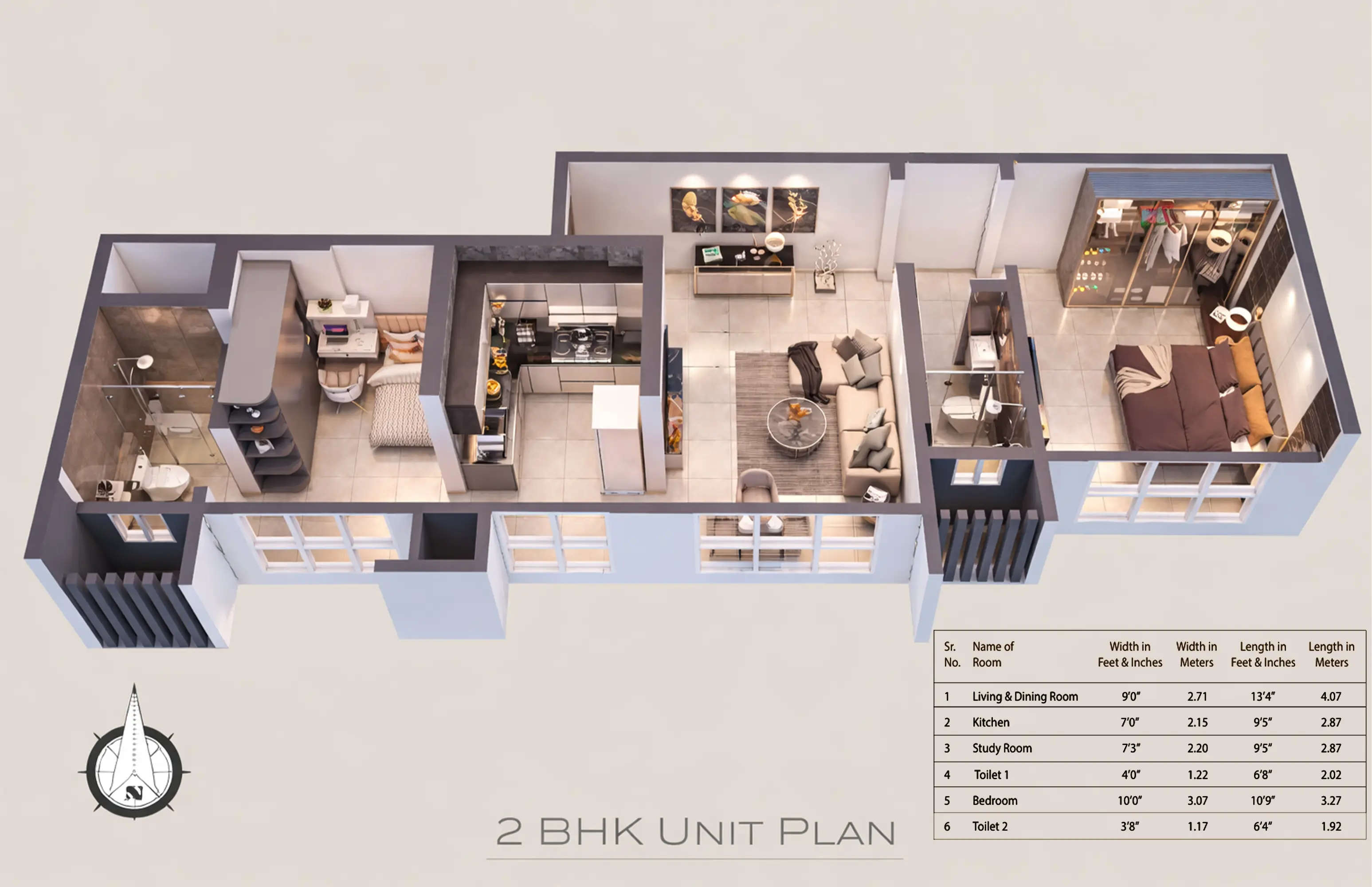 Floor plan for 2 BHK