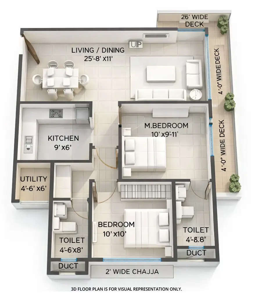 Floor plan for 2 BHK