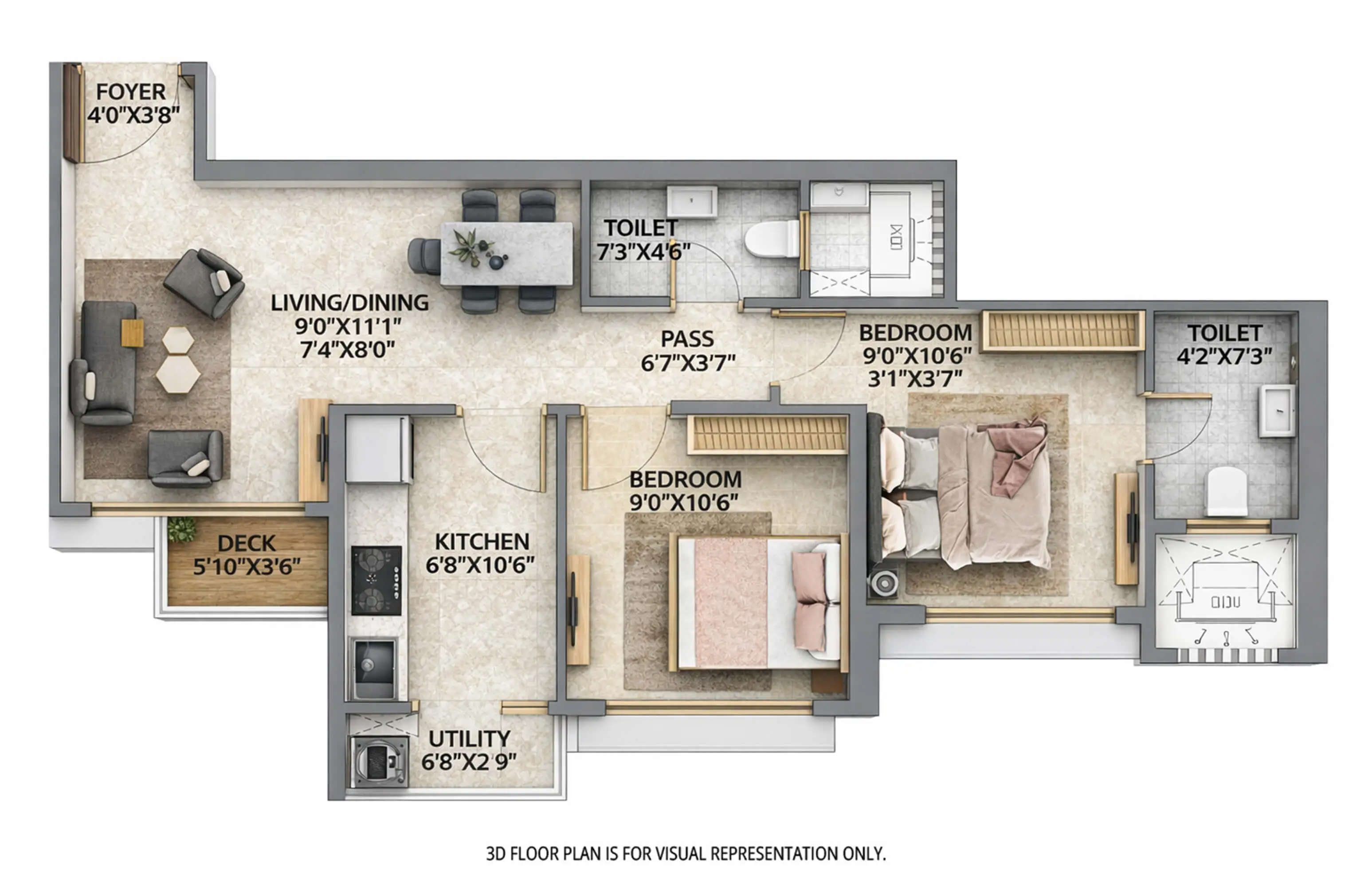 Floor plan for 2 BHK