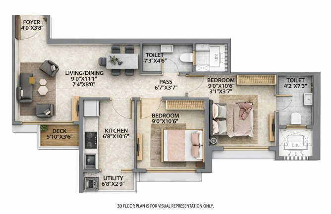 Runwal Park View Kanjurmarg - Floor plan 2 BHK 597 Sq.ft