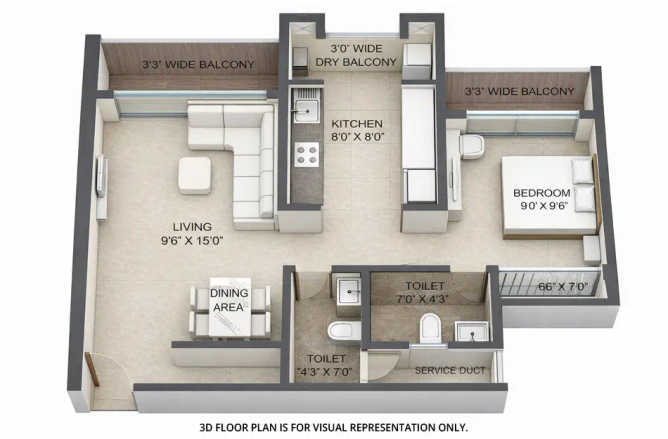 Regency Avana Ulhasnagar - Floor plan 1 BHK 519 Sq.ft