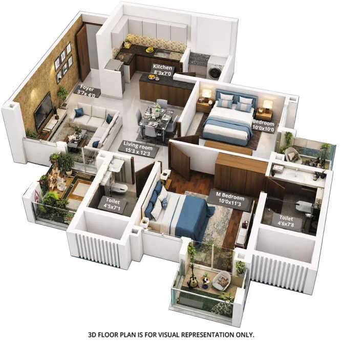 Purva Emerald Bay Mundhwa - Floor plan 2 BHK 669 Sq.ft