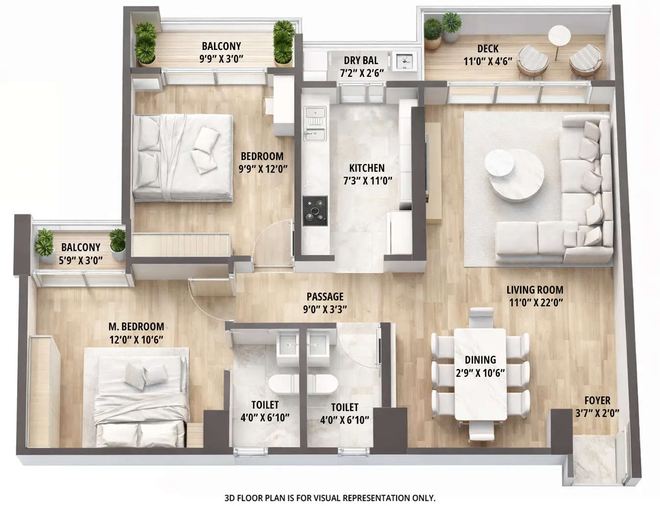 Floor plan for 2 BHK