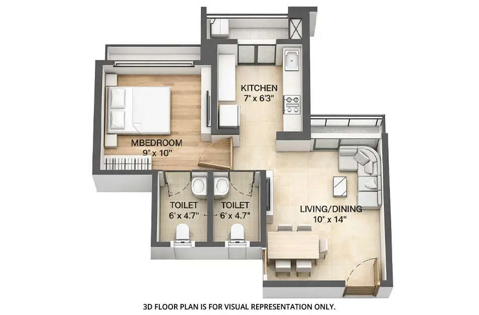 Floor plan for 1 BHK