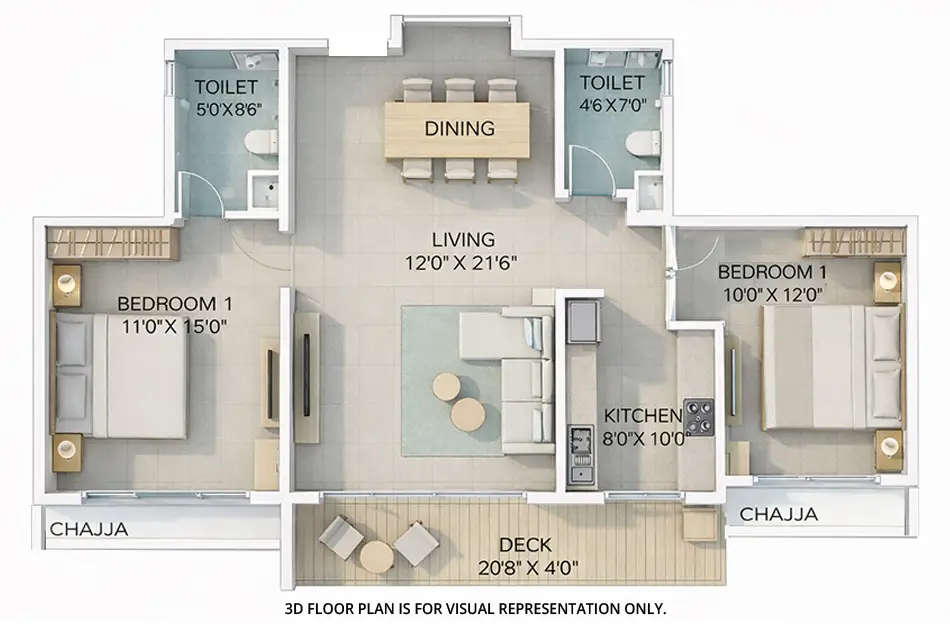 Floor plan for 2 BHK