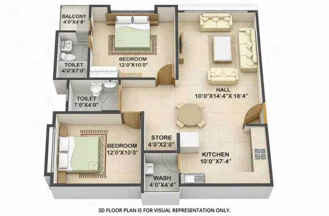 Regency Luxuria Dombivali - Floor plan 2 BHK 879 Sq.ft