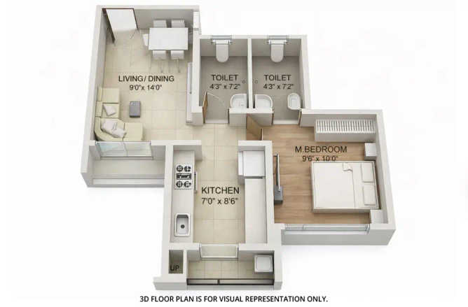 Runwal Woods Dombivali - Floor plan 1 BHK  Sq.ft