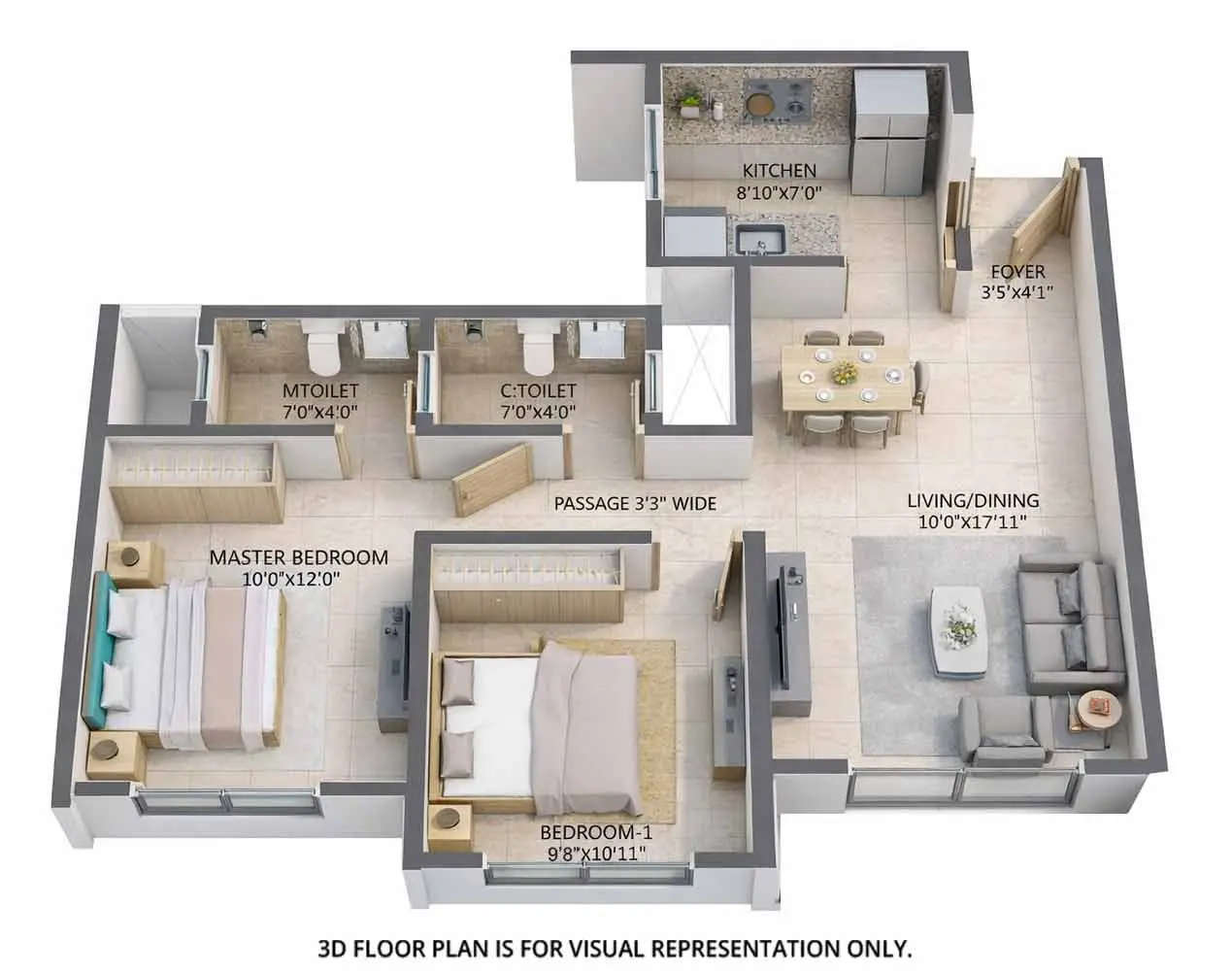 Floor plan for 2 BHK