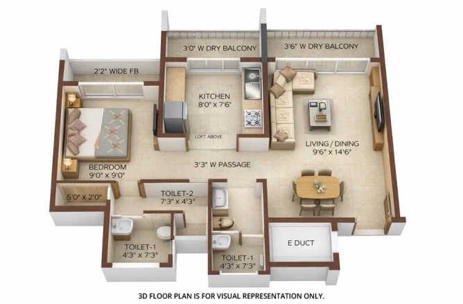 Regency Sarvam Titwala - Floor plan 1 BHK 480 Sq.ft