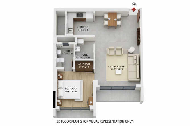 GHP Isle of Calm Powai - Floor plan 1 BHK 400 Sq.ft