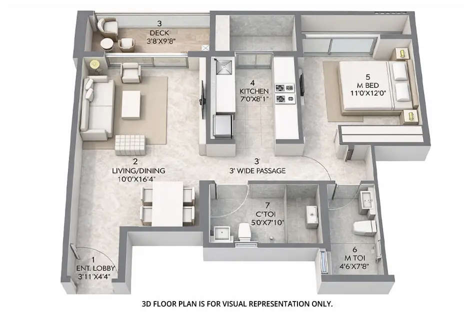 Floor plan for 1 BHK