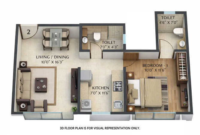 Crescent Nexus Santacruz - Floor plan 1 BHK 442 Sq.ft