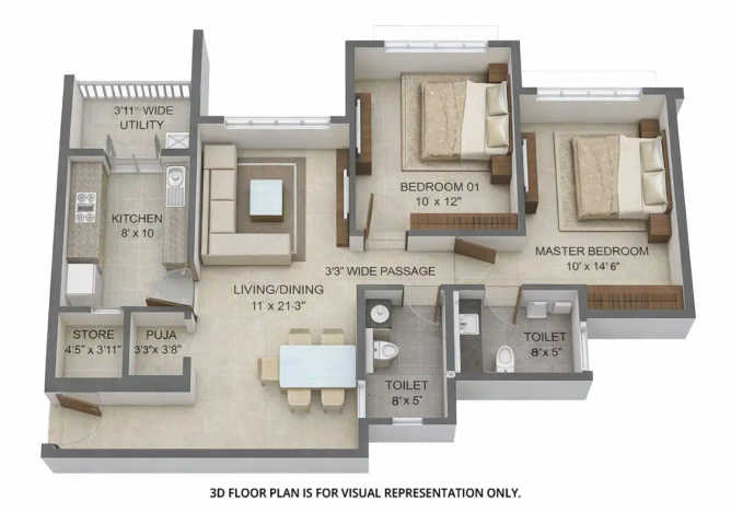Lodha Eternis Andheri - Floor plan 2 BHK 645 Sq.ft