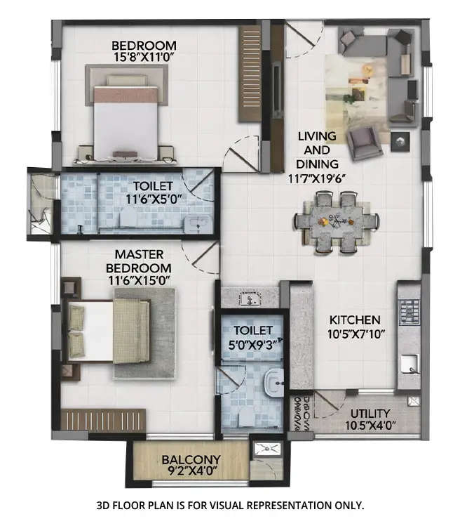 Floor plan for 2 BHK
