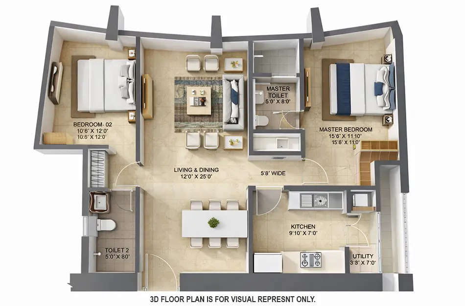 Floor plan for 2 BHK