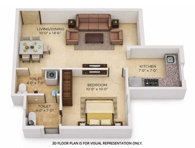 Chandak 34 Park Estate Goregaon - Floor plan 1 BHK 391 Sq.ft