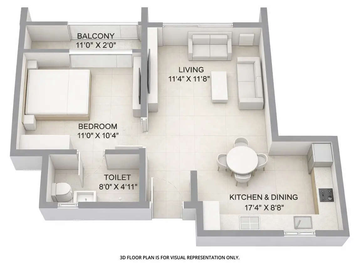 Floor plan for 1 BHK