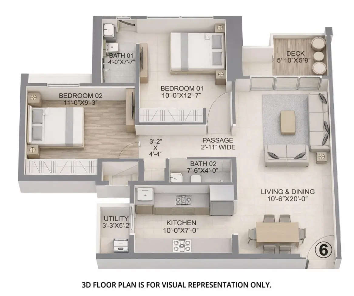 Floor plan for 2 BHK