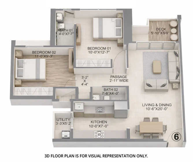 Chandak Treesourus Malad - Floor plan 2 BHK 718 Sq.ft