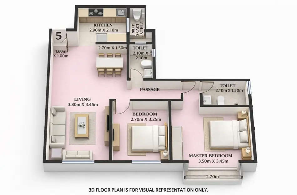 Floor plan for 2 BHK