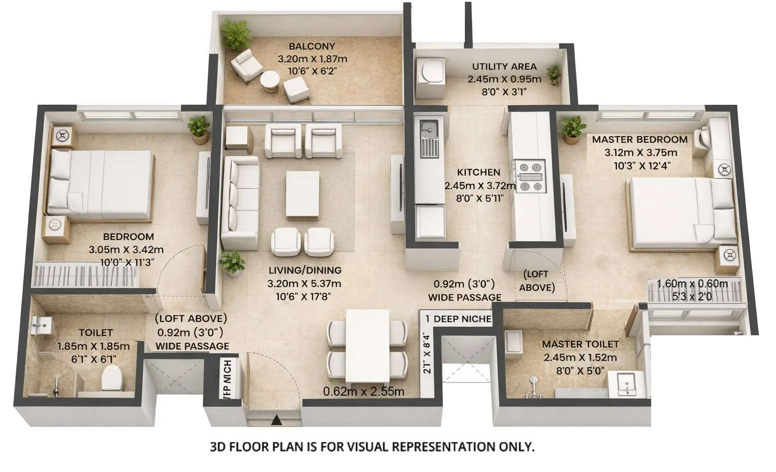 Floor plan for 2 BHK