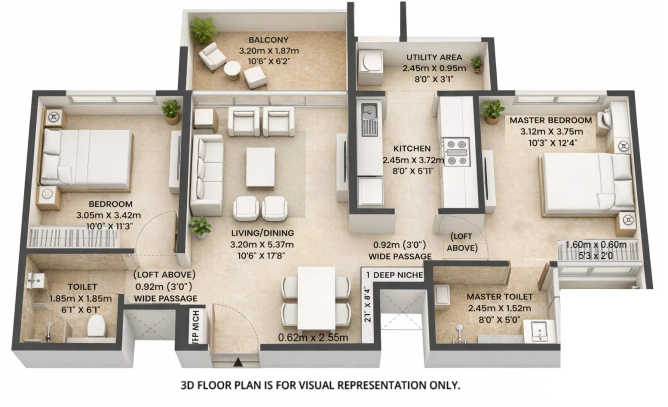 Mahindra IvyLush Wagholi - Floor plan 2 BHK 770 Sq.ft