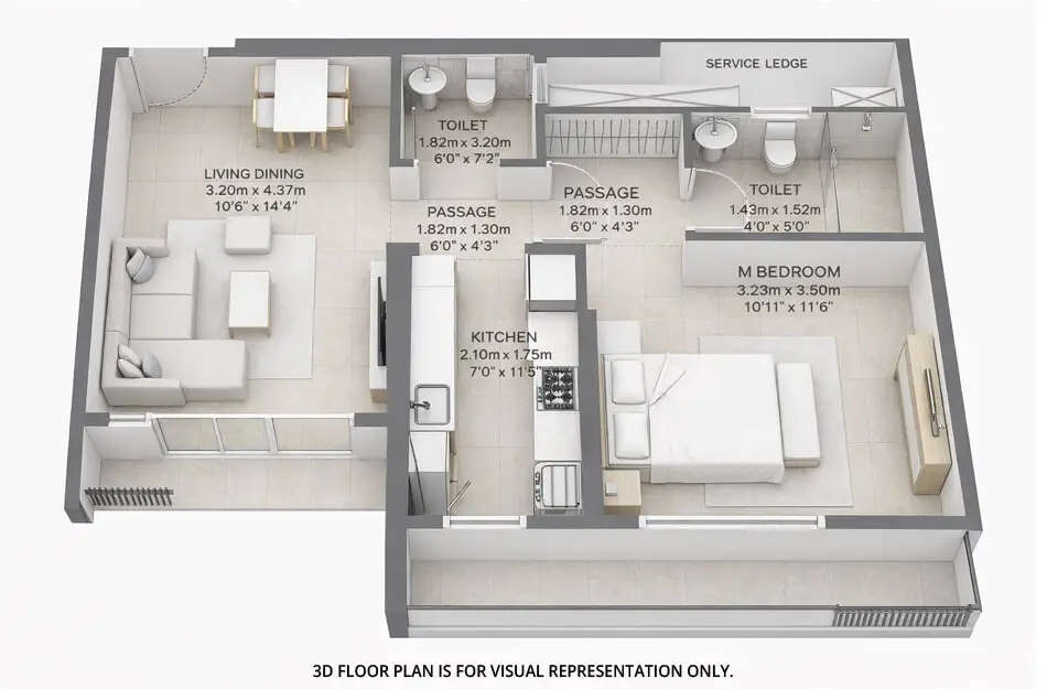 Floor plan for 1 BHK