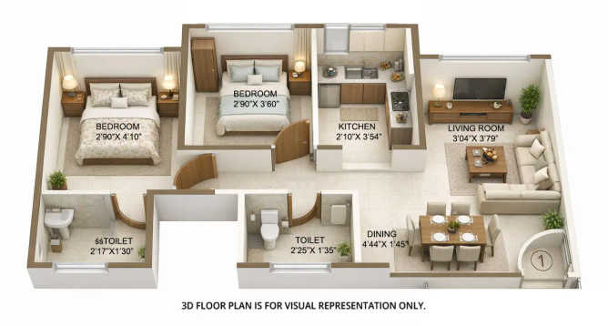 Platinum Life Andheri - Floor plan 2 BHK 665 Sq.ft