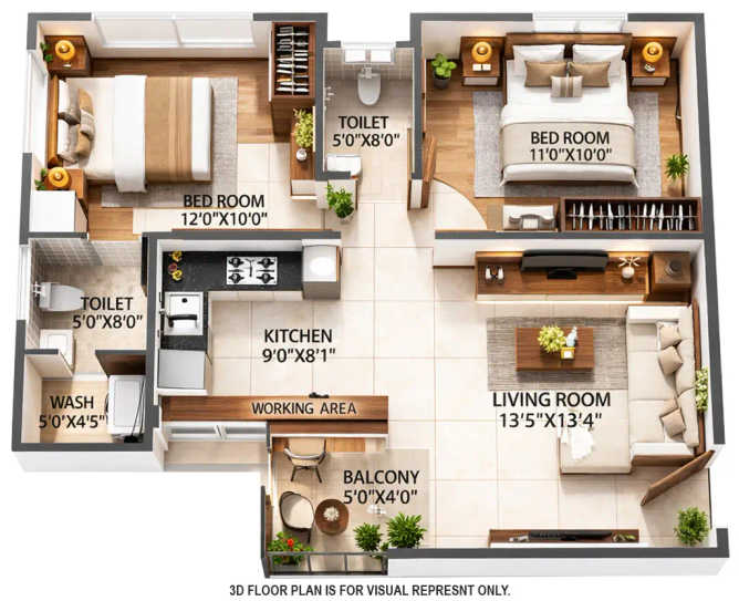 Atmiya Heights Mulund - Floor plan 2 BHK 636 Sq.ft