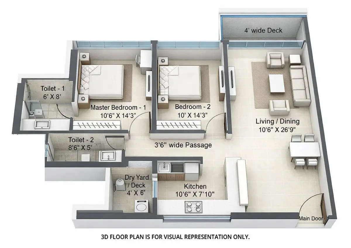 Floor plan for 2 BHK