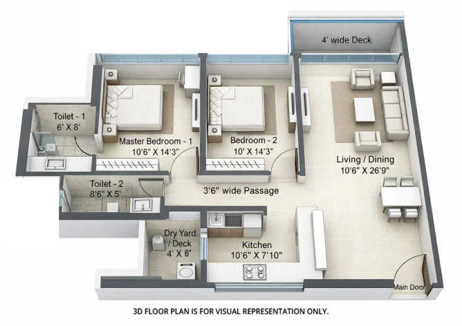 Raheja Exotica Cyprus Versova - Floor plan 2 BHK 934 Sq.ft
