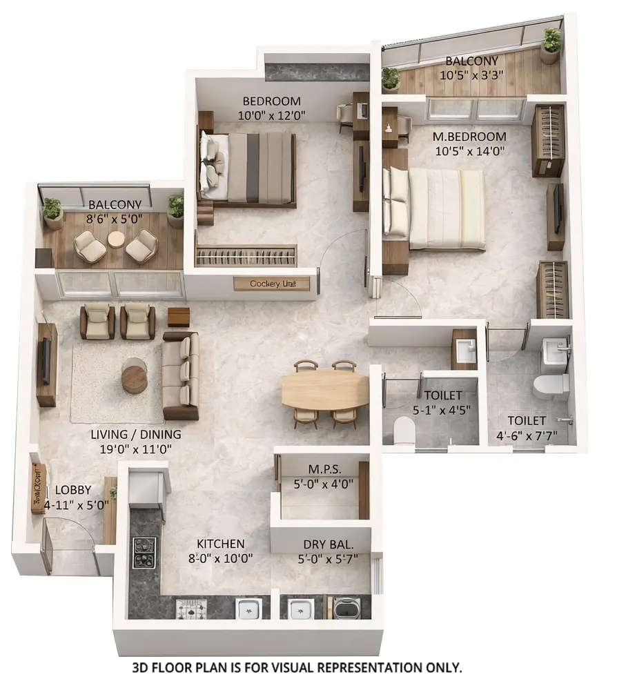 Floor plan for 2 BHK